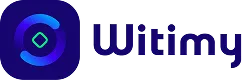 Logo représentant une icône circulaire stylisée bleue et violette avec un losange vert au centre, à côté du mot "Witimy" en gras et en bleu foncé - idéal pour une plateforme d'organisation familiale ou de gestion familiale intelligente.
